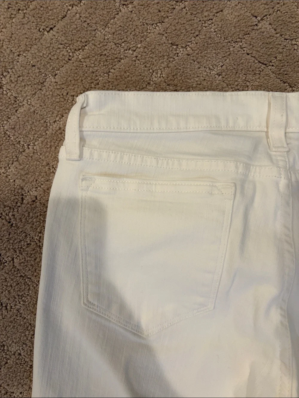 J. Crew White Skinny Jeans with Raw Hem